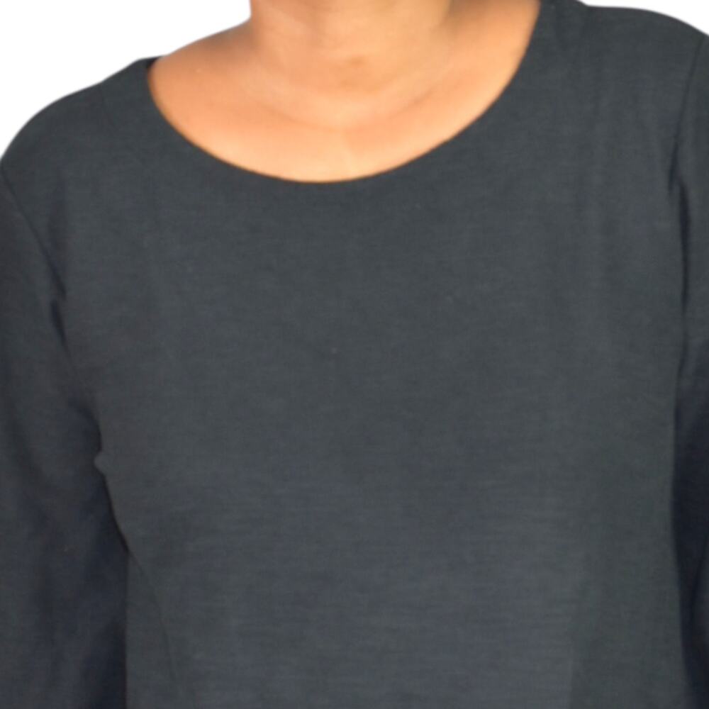 J Jill Black Textured Knit Tunic Cotton Blend Top Patch Pockets Side Slits Large - Picture 10 of 15